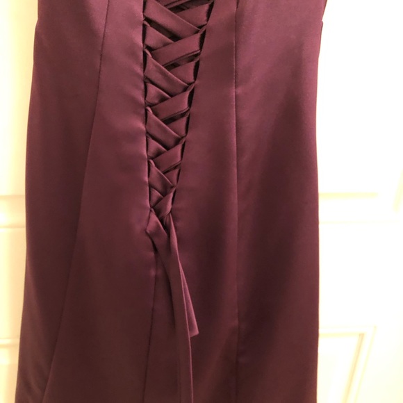 Plum tea length Alfred Angelo bridesmaid dress - Picture 6 of 8